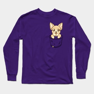 Pocket Cute Chihuahua Long Sleeve T-Shirt